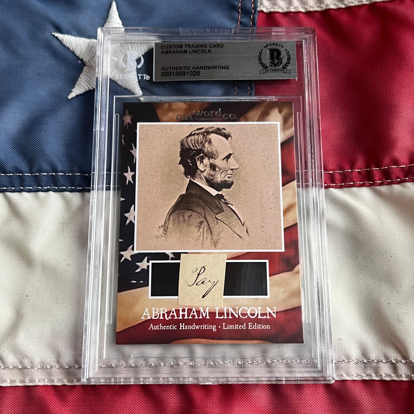 Abraham Lincoln Beckett Encapsulated Handwriting Removed from an Autograph Letter Signed