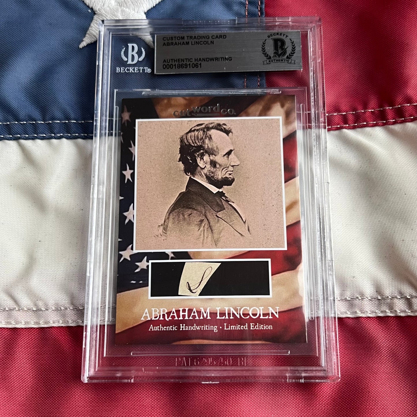 Abraham Lincoln Beckett Encapsulated Handwriting Removed from an Autograph Letter Signed