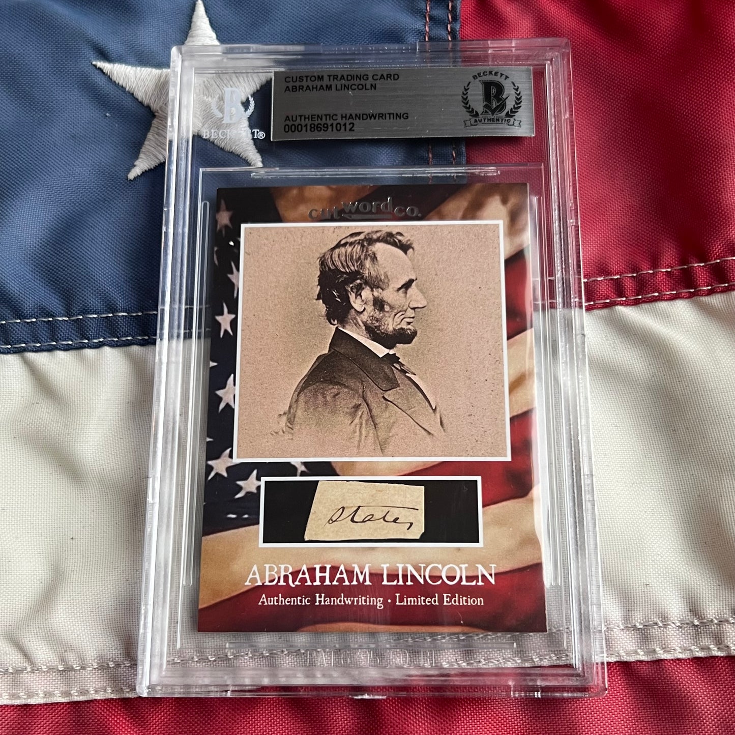 Abraham Lincoln Beckett Encapsulated Handwriting Removed from an Autograph Letter Signed