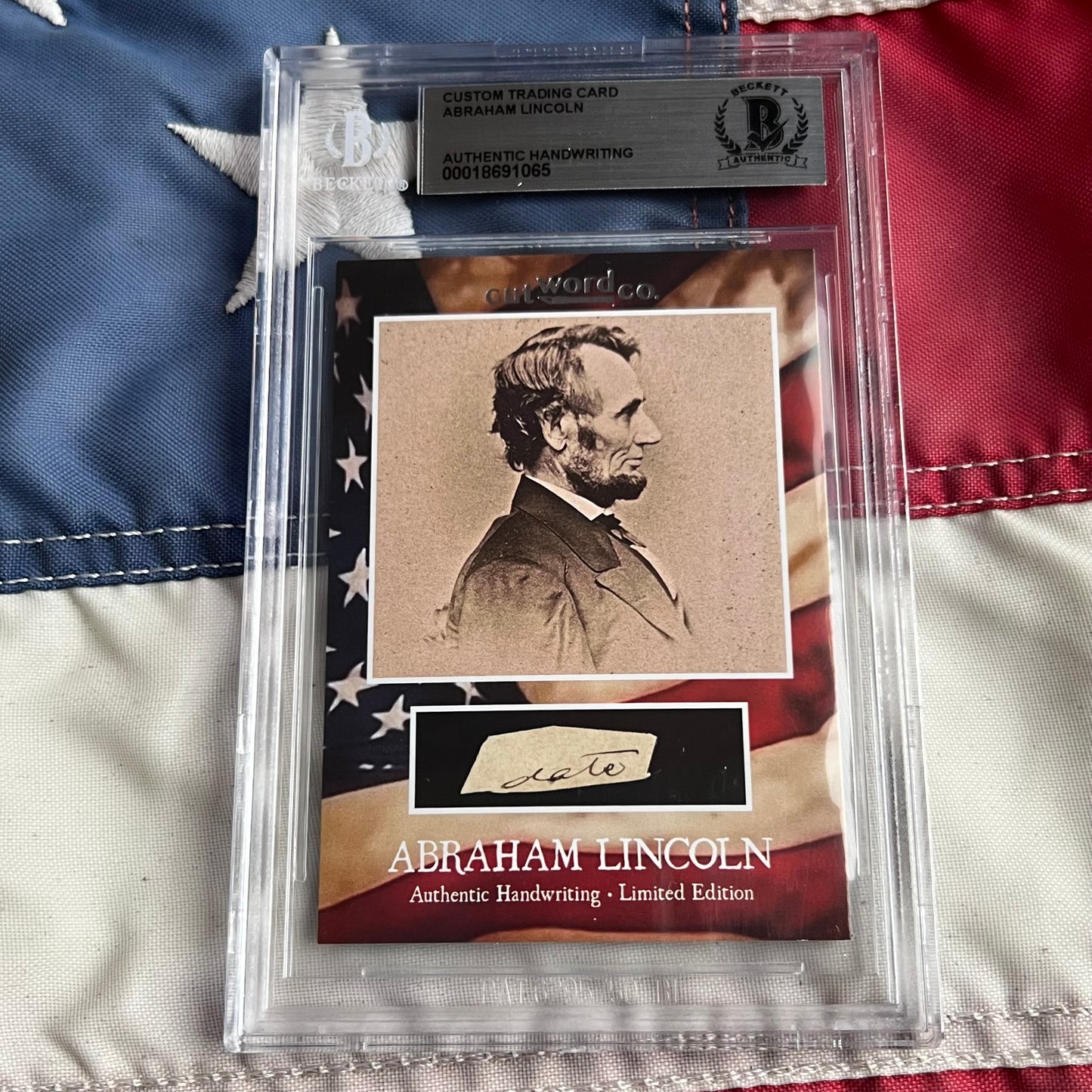 Abraham Lincoln Beckett Encapsulated Handwriting Removed from an Autograph Letter Signed