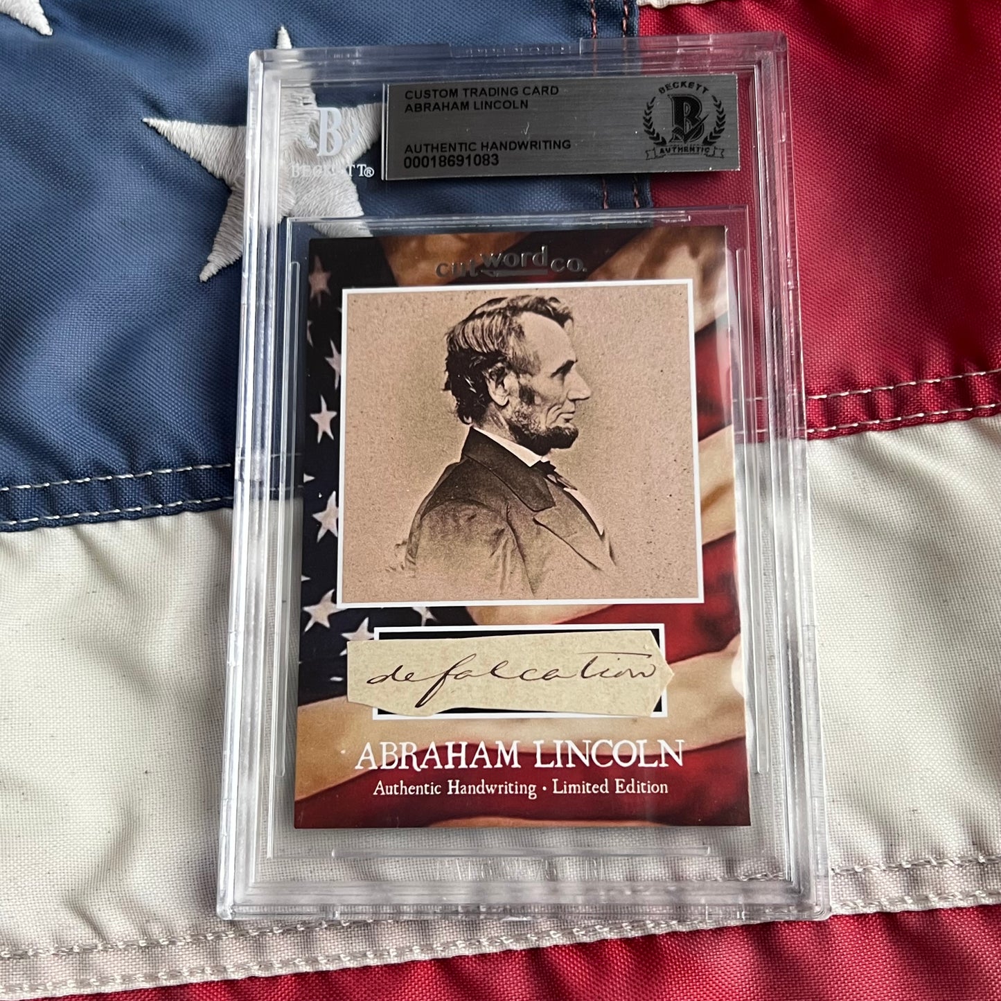 Abraham Lincoln Beckett Encapsulated Handwriting Removed from an Autograph Letter Signed