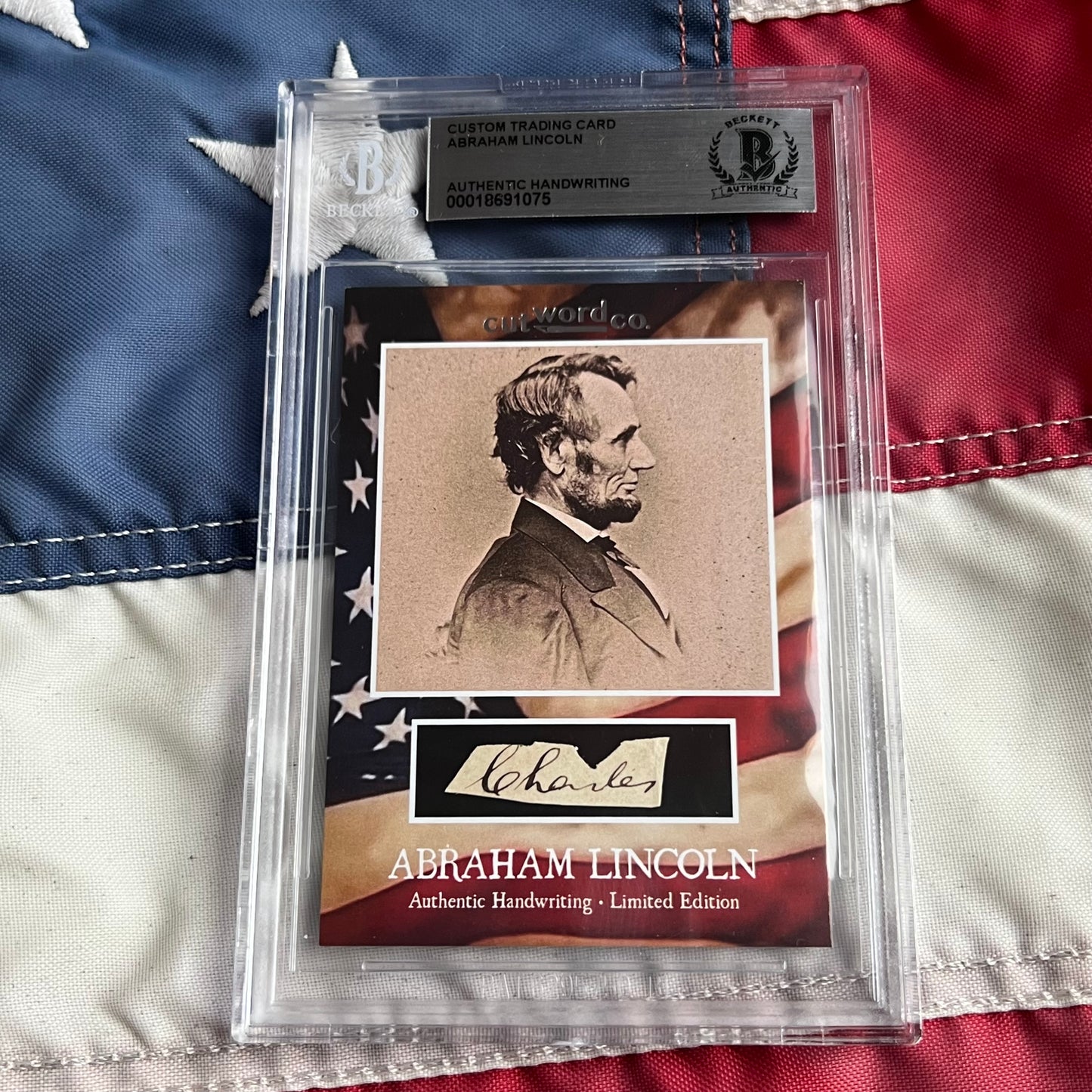 Abraham Lincoln Beckett Encapsulated Handwriting Removed from an Autograph Letter Signed