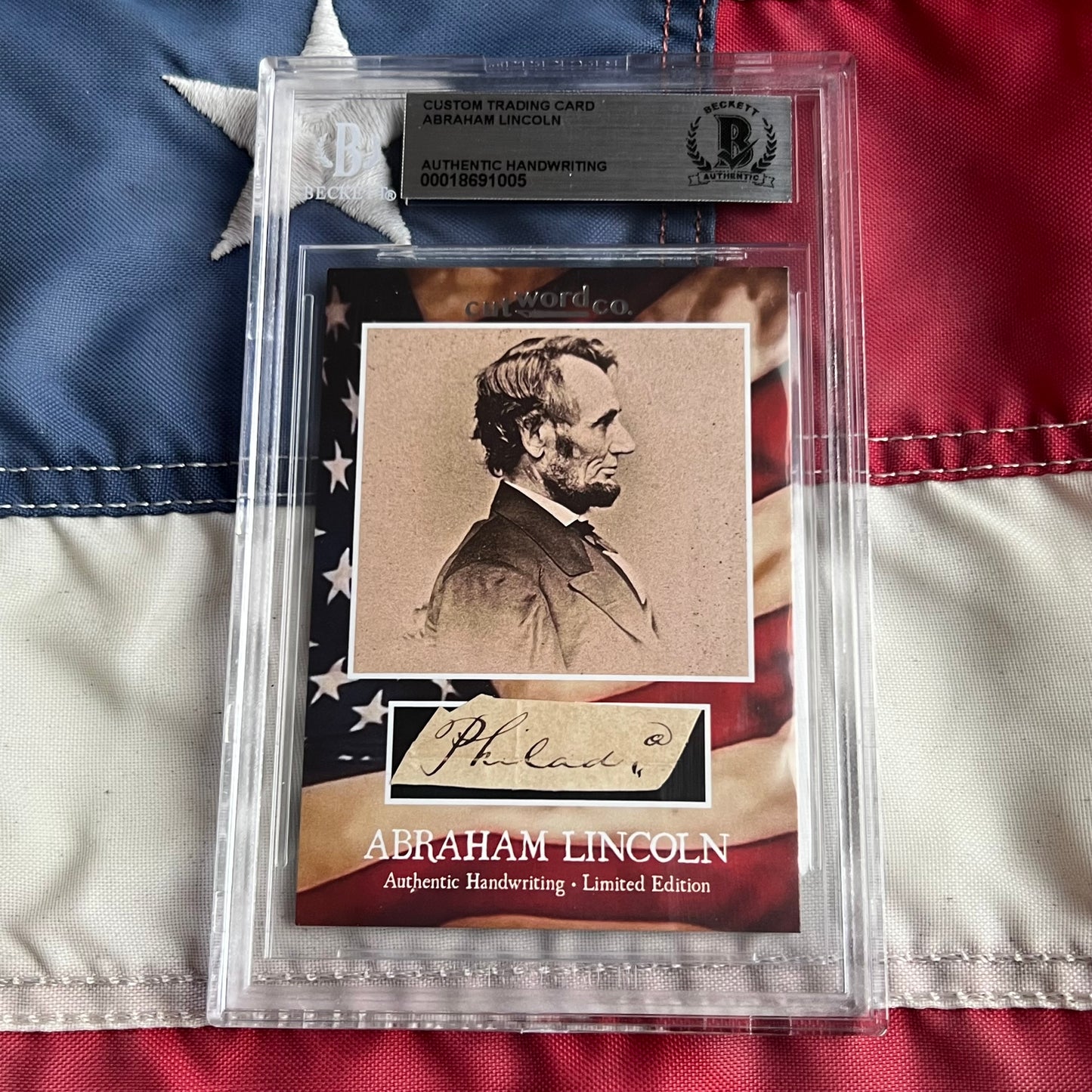 Abraham Lincoln Beckett Encapsulated Handwriting Removed from an Autograph Letter Signed