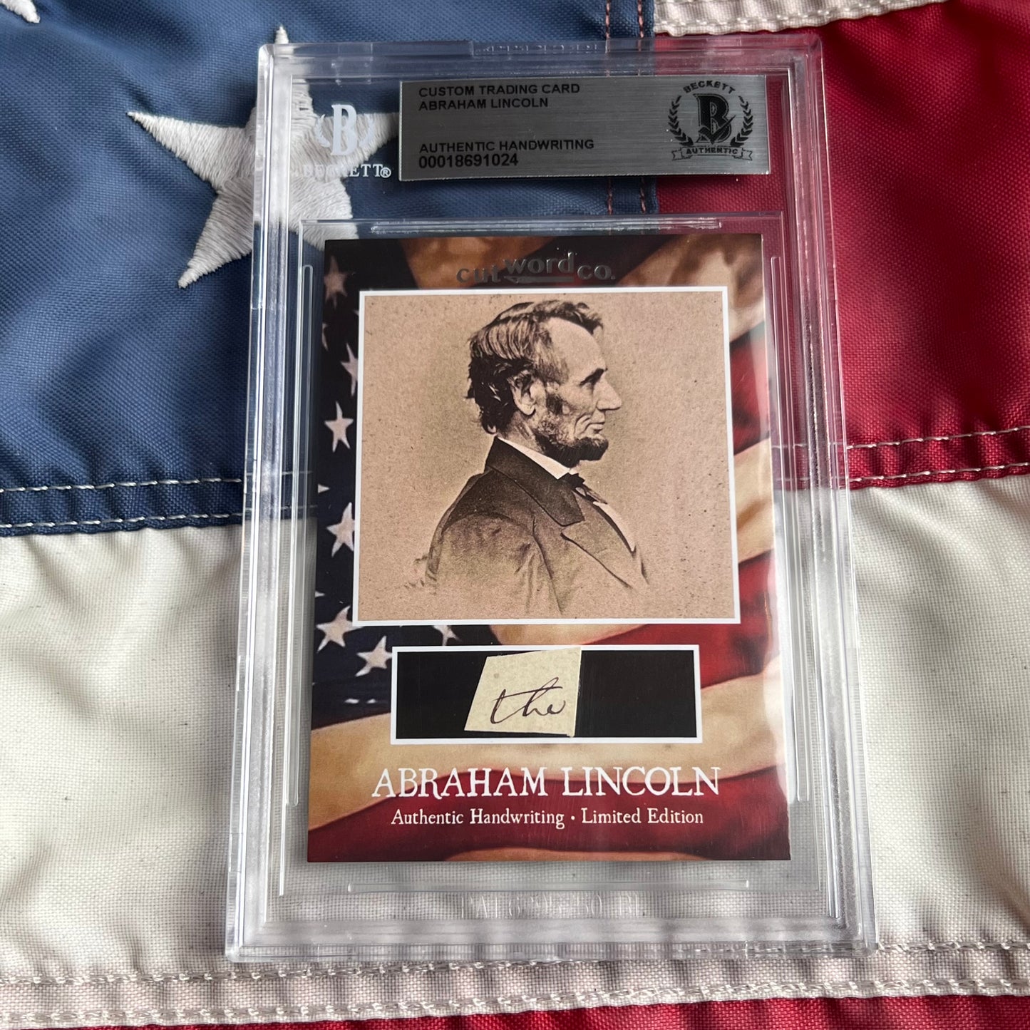 Abraham Lincoln Beckett Encapsulated Handwriting Removed from an Autograph Letter Signed