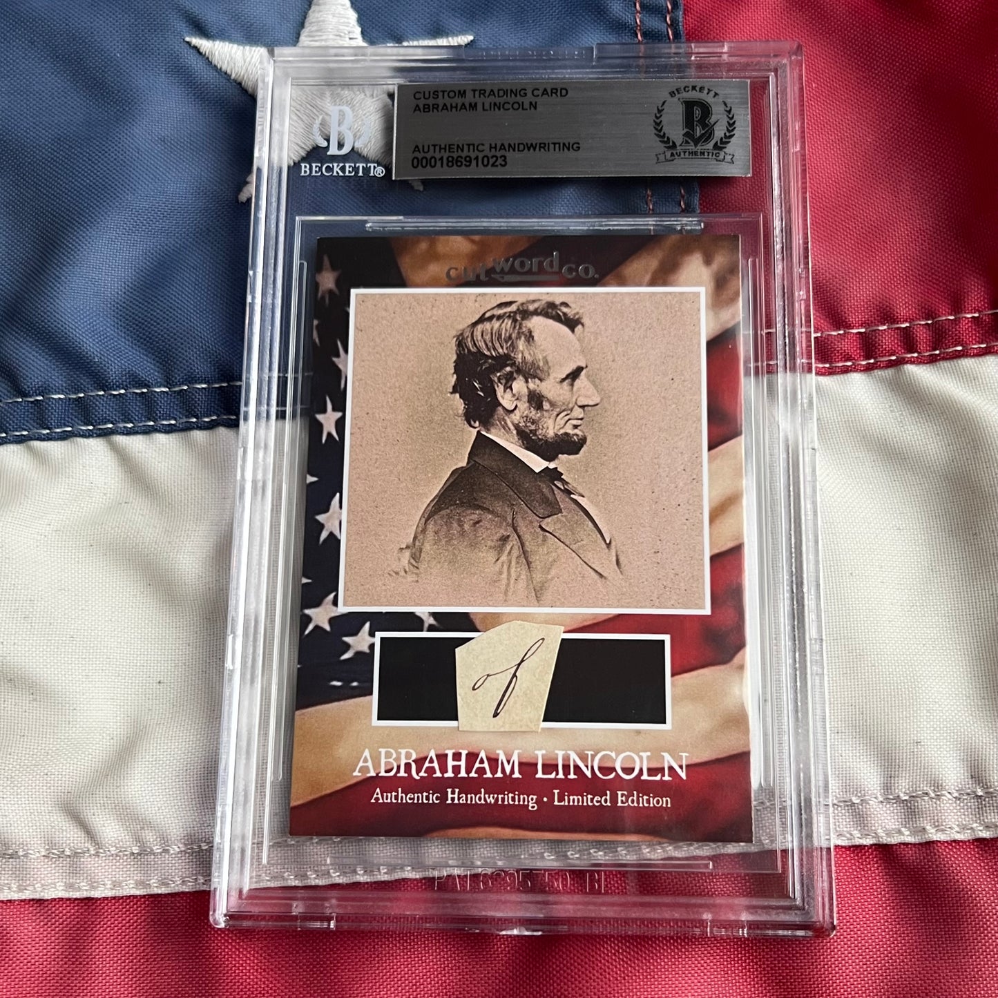 Abraham Lincoln Beckett Encapsulated Handwriting Removed from an Autograph Letter Signed