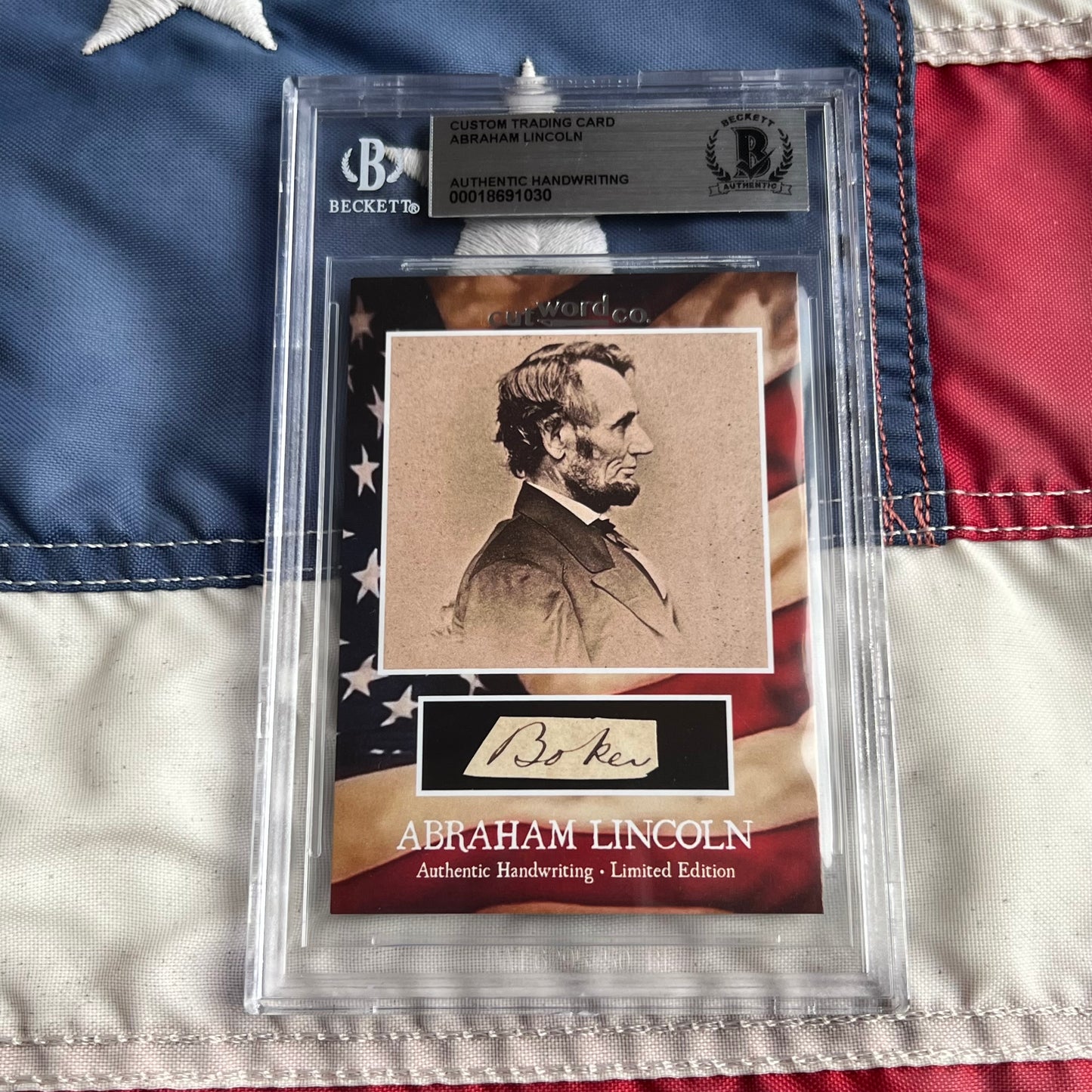 Abraham Lincoln Beckett Encapsulated Handwriting Removed from an Autograph Letter Signed