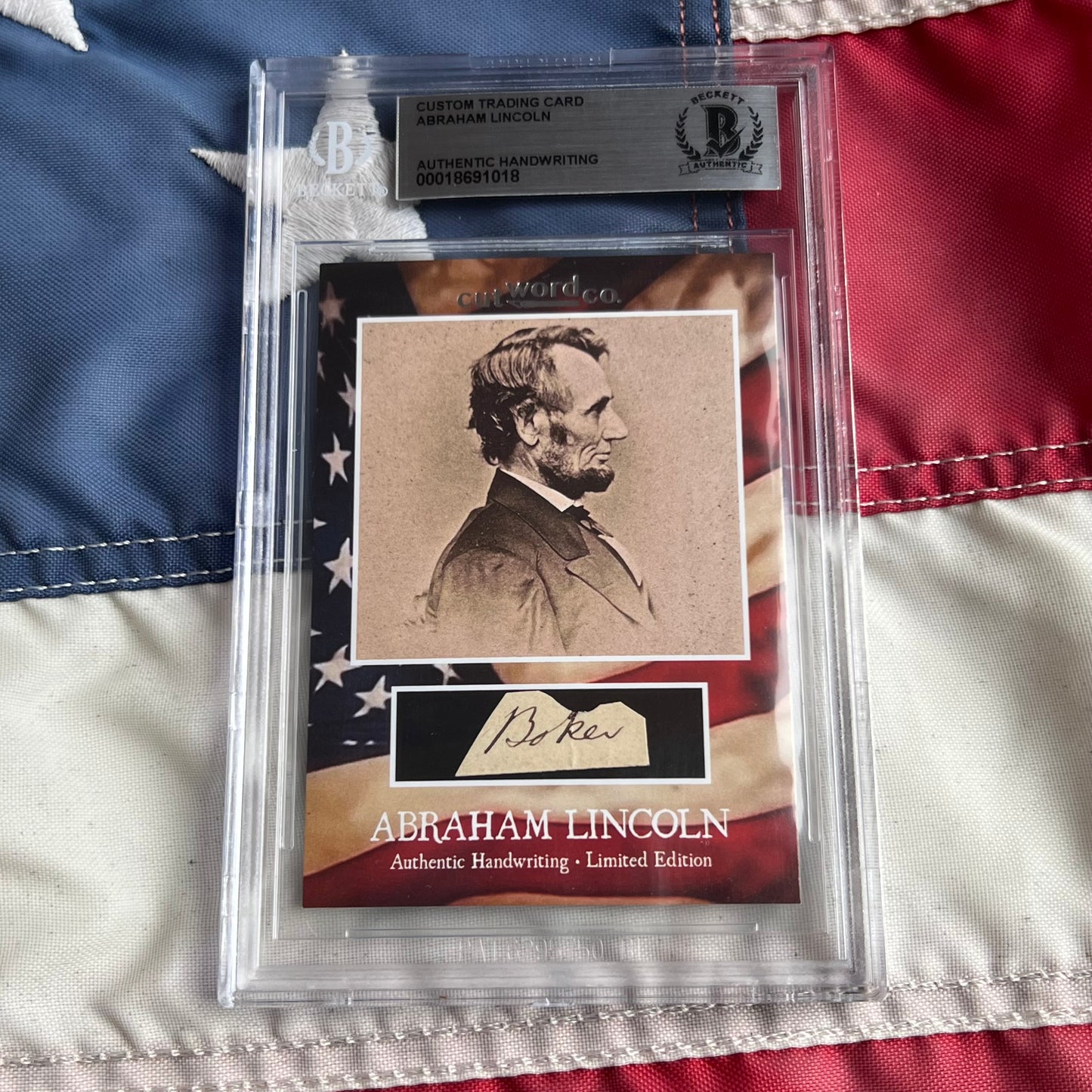 Abraham Lincoln Beckett Encapsulated Handwriting Removed from an Autograph Letter Signed