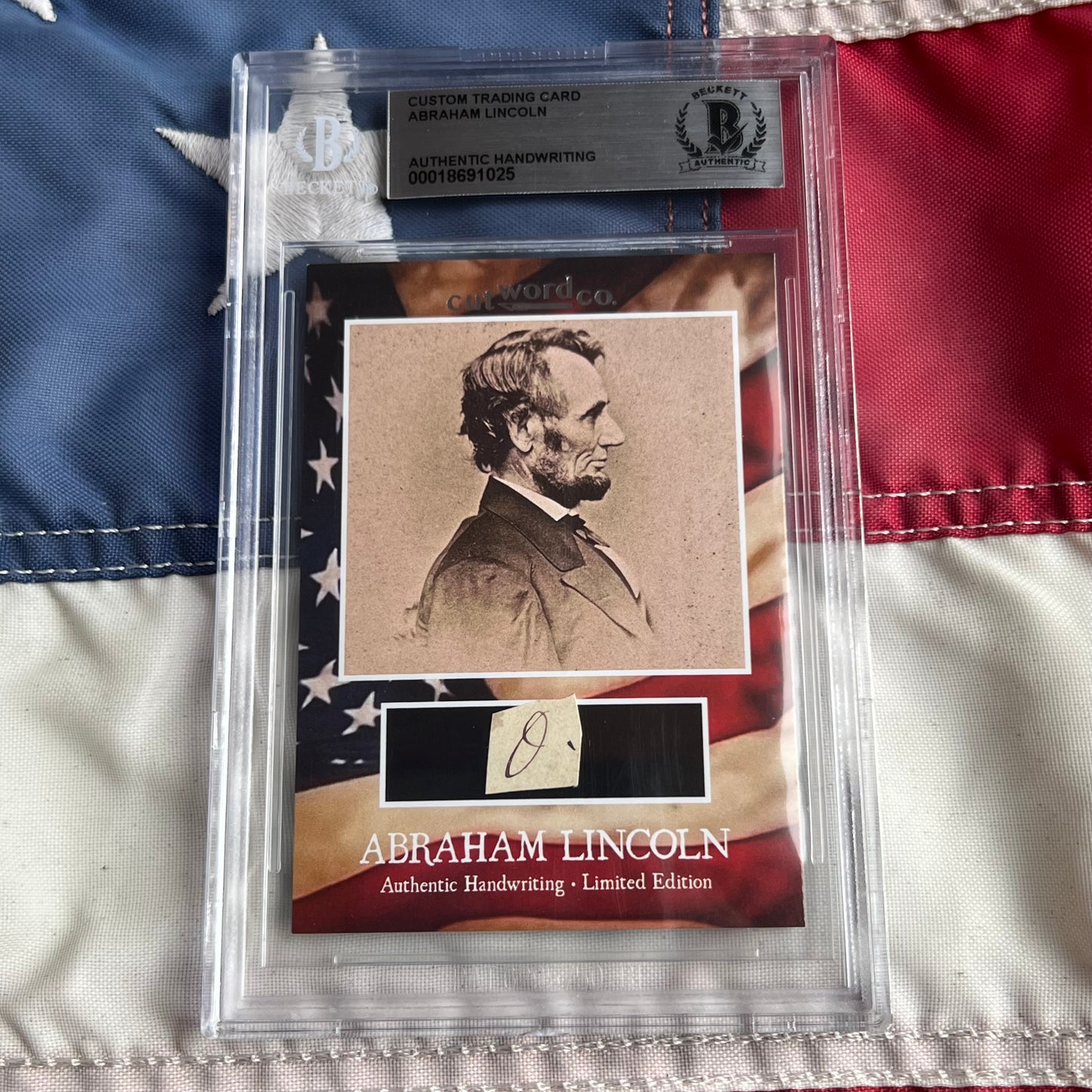 Abraham Lincoln Beckett Encapsulated Handwriting Removed from an Autograph Letter Signed