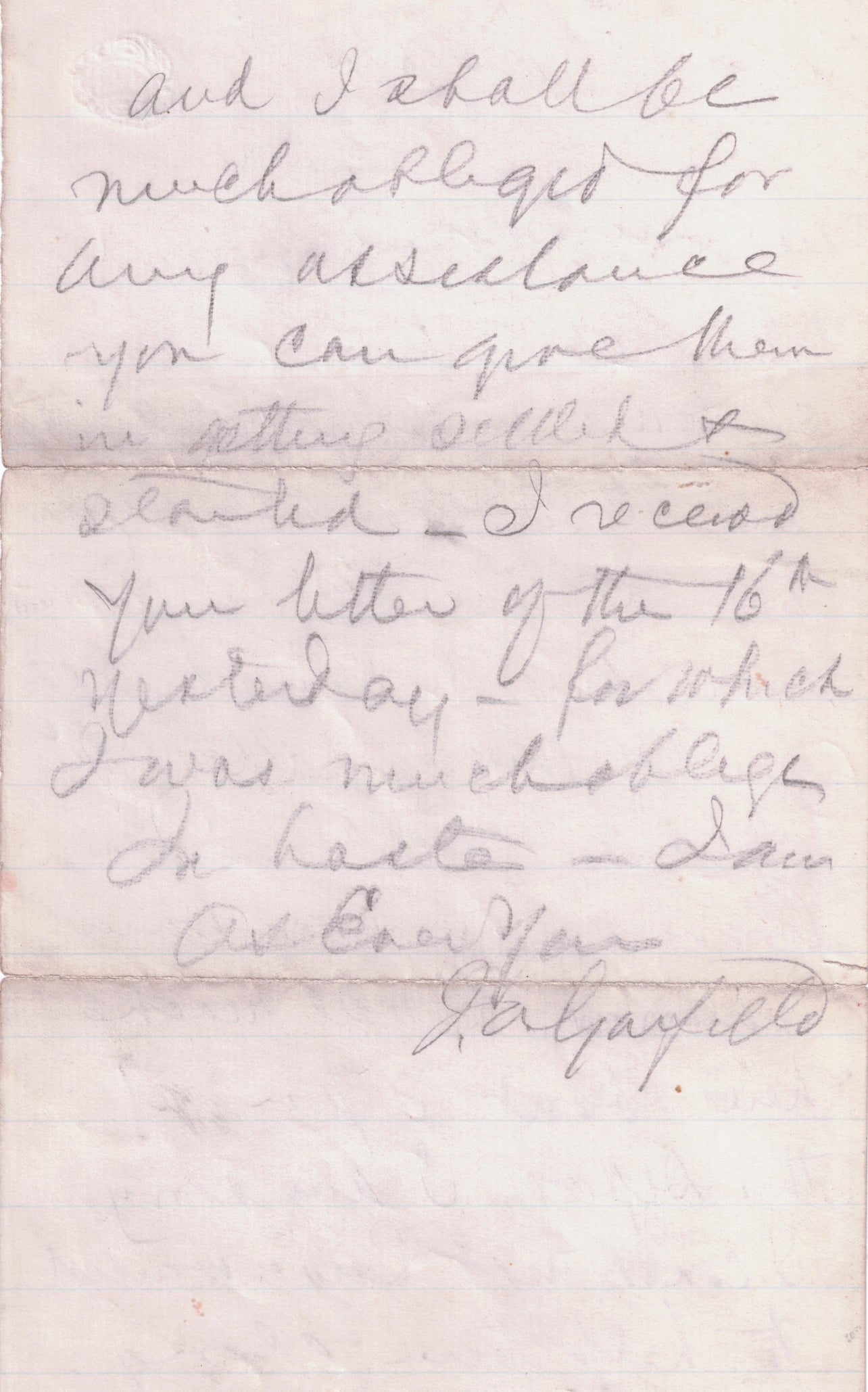 James Garfield Beckett Encapsulated Handwriting Removed from an Autograph Letter Signed