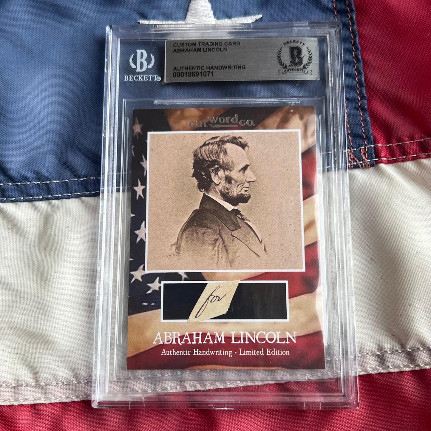 Abraham Lincoln Beckett Encapsulated Handwriting Removed from an Autograph Letter Signed