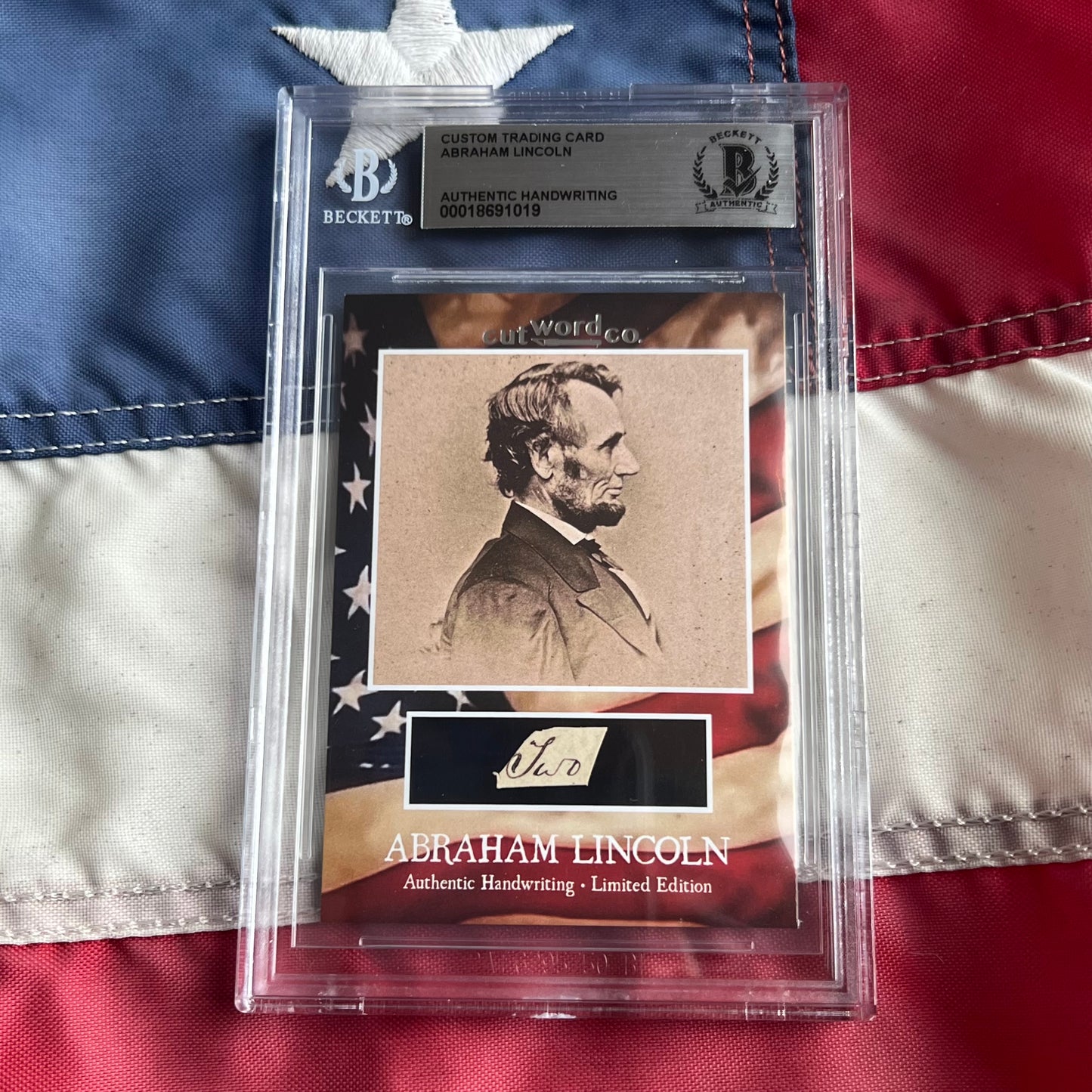 Abraham Lincoln Beckett Encapsulated Handwriting Removed from an Autograph Letter Signed