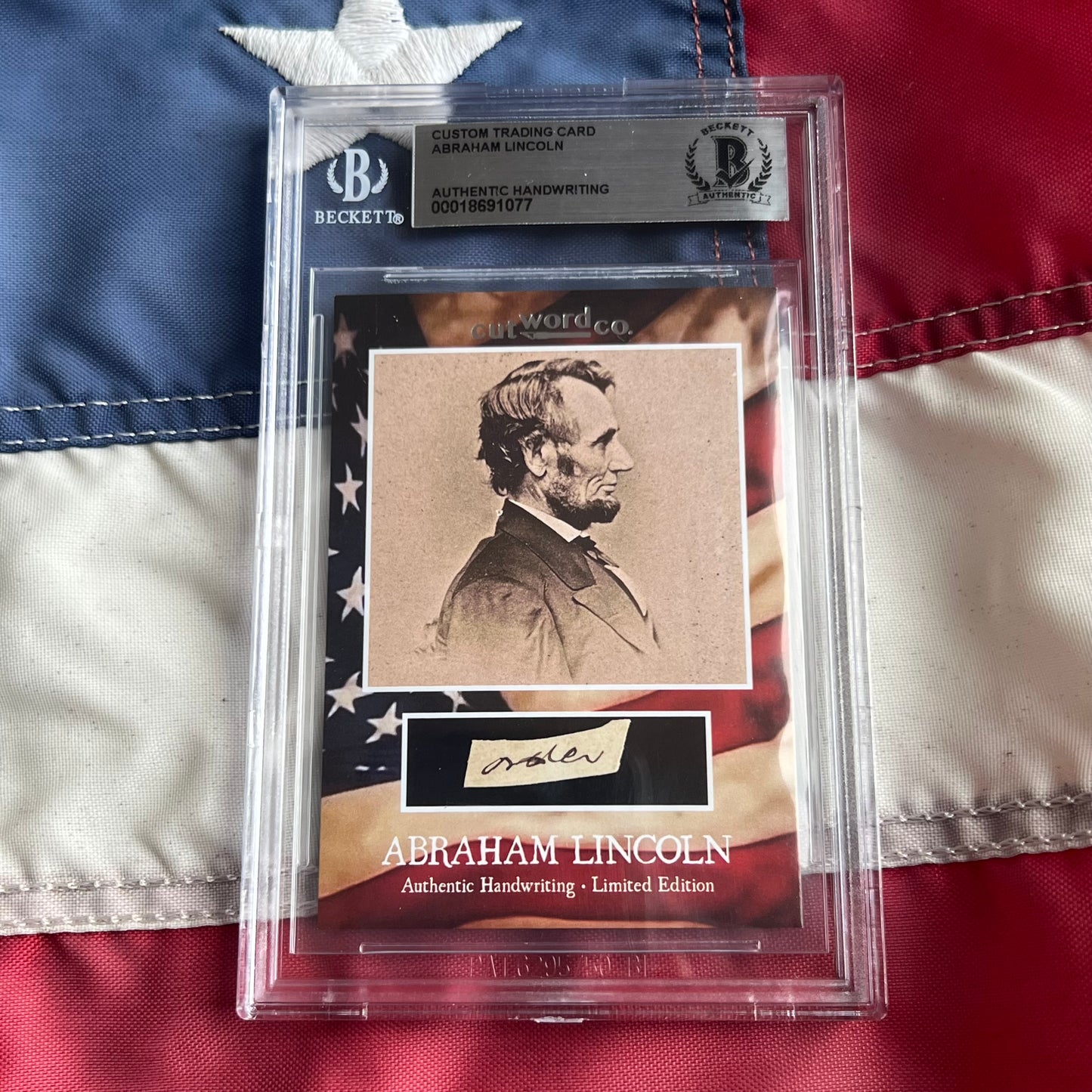 Abraham Lincoln Beckett Encapsulated Handwriting Removed from an Autograph Letter Signed