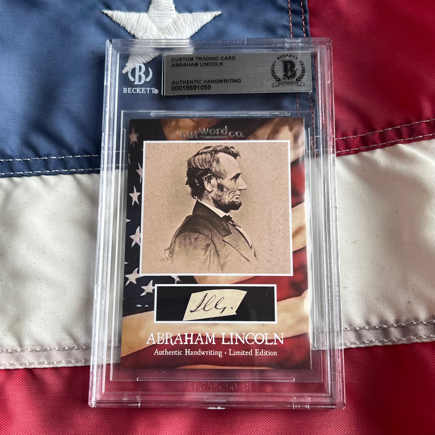 Abraham Lincoln Beckett Encapsulated Handwriting Removed from an Autograph Letter Signed