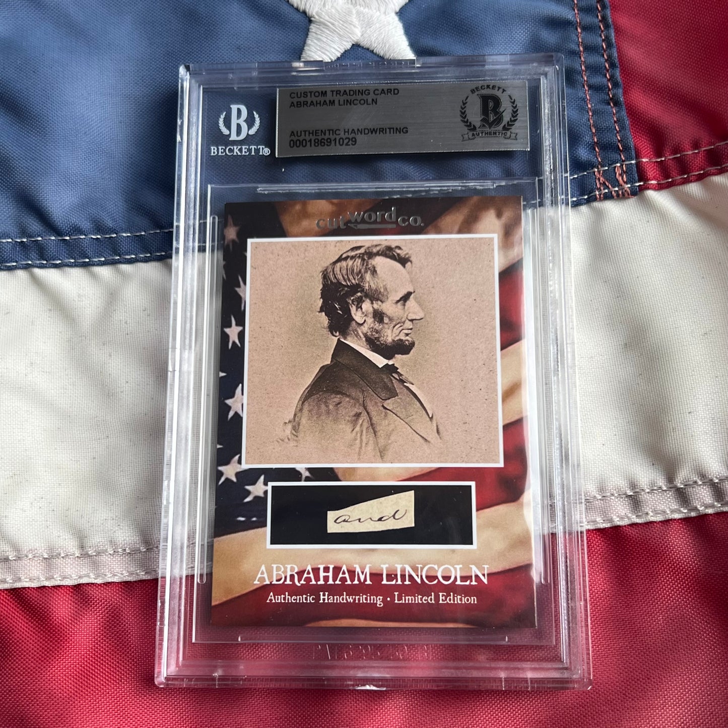 Abraham Lincoln Beckett Encapsulated Handwriting Removed from an Autograph Letter Signed