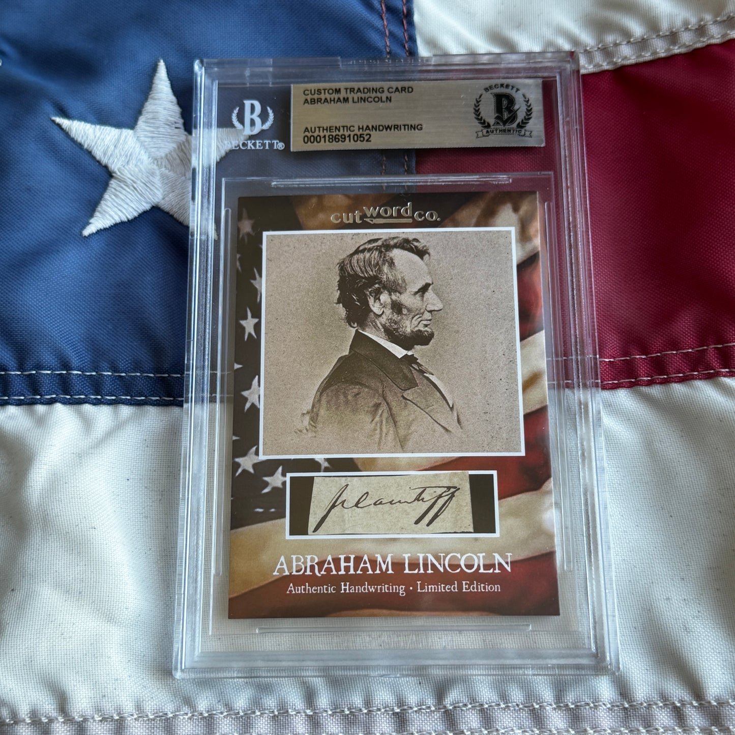 Abraham Lincoln Beckett Encapsulated Handwriting Removed from an Autograph Letter Signed