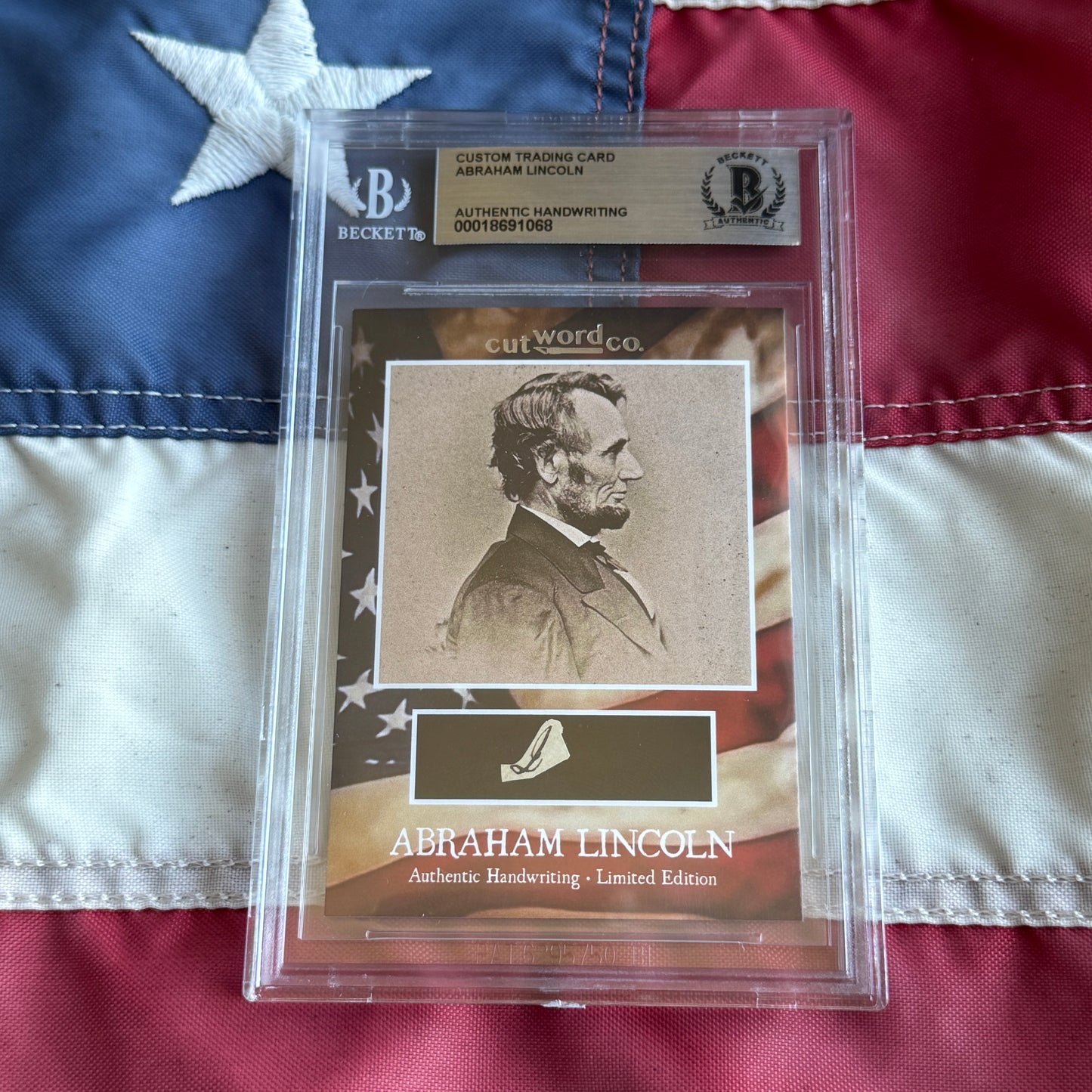 Abraham Lincoln Beckett Encapsulated Handwriting Removed from an Autograph Letter Signed