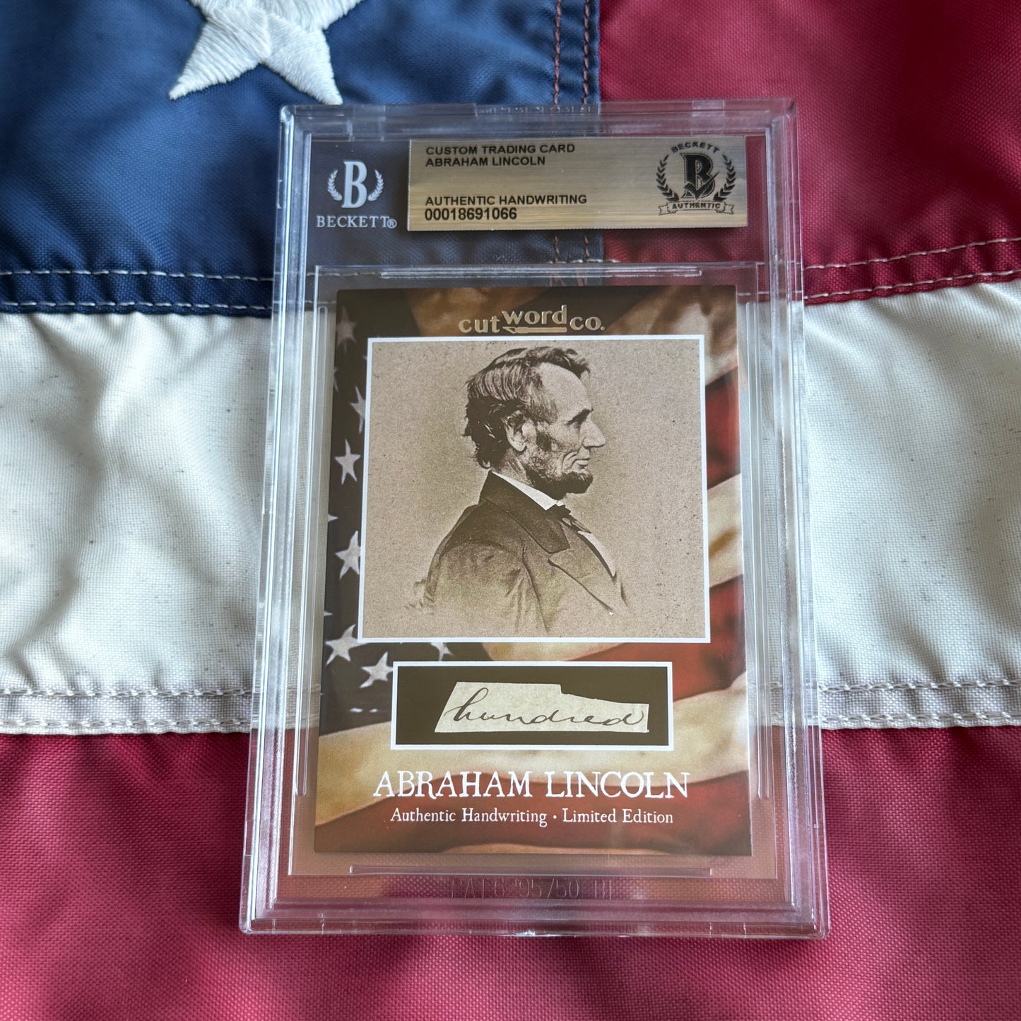 Abraham Lincoln Beckett Encapsulated Handwriting Removed from an Autograph Letter Signed