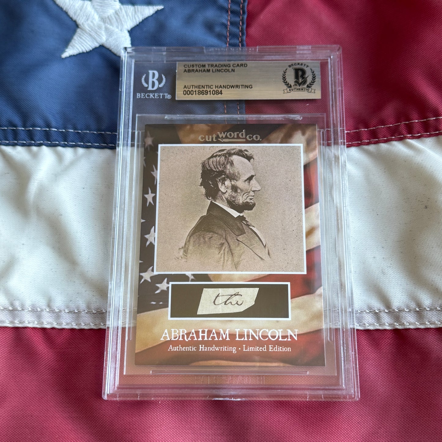 Abraham Lincoln Beckett Encapsulated Handwriting Removed from an Autograph Letter Signed