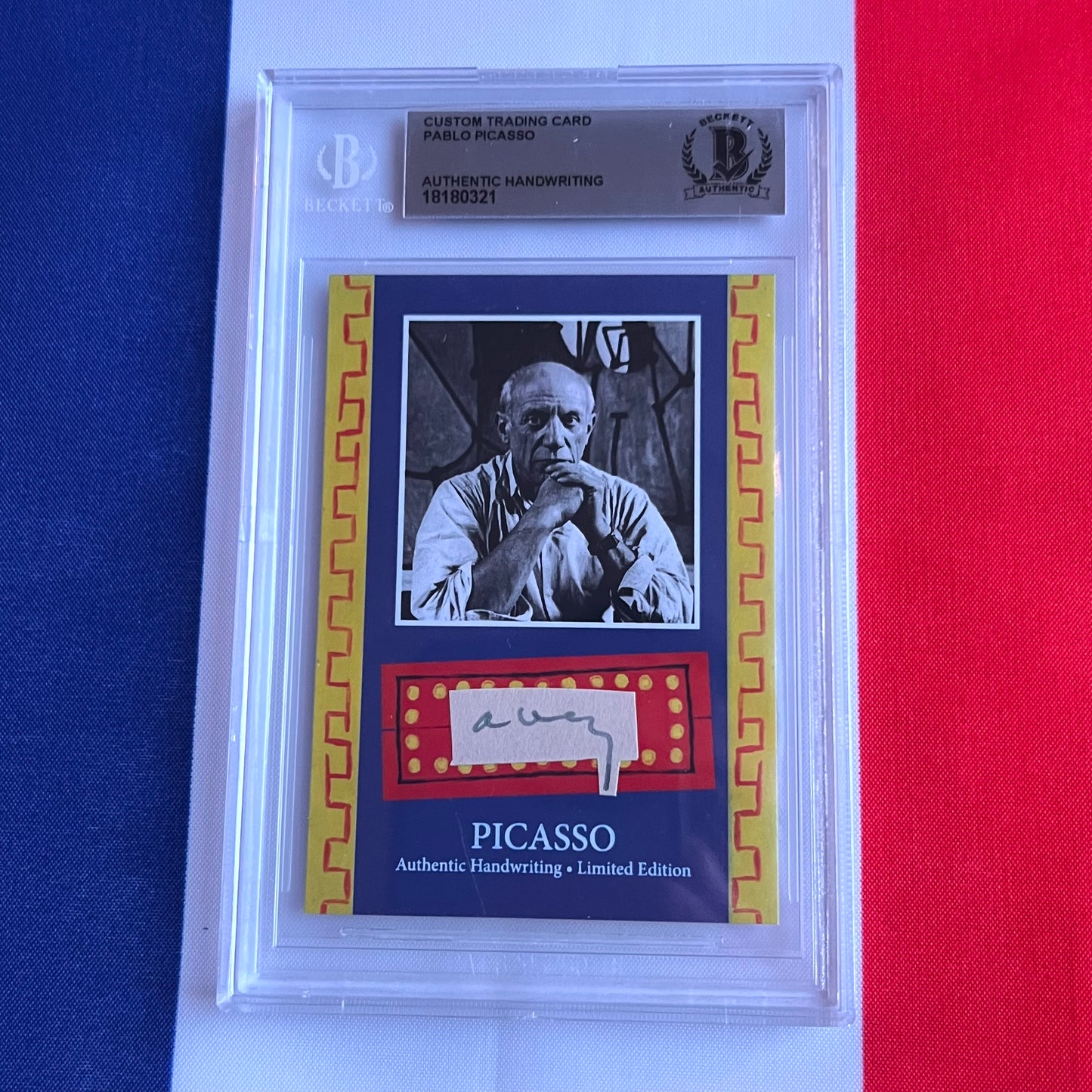 Pablo Picasso Beckett Encapsulated Handwriting Removed from an Autograph Document Signed