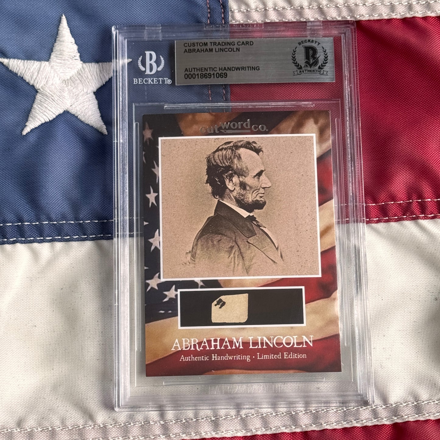 Abraham Lincoln Beckett Encapsulated Handwriting Removed from an Autograph Letter Signed