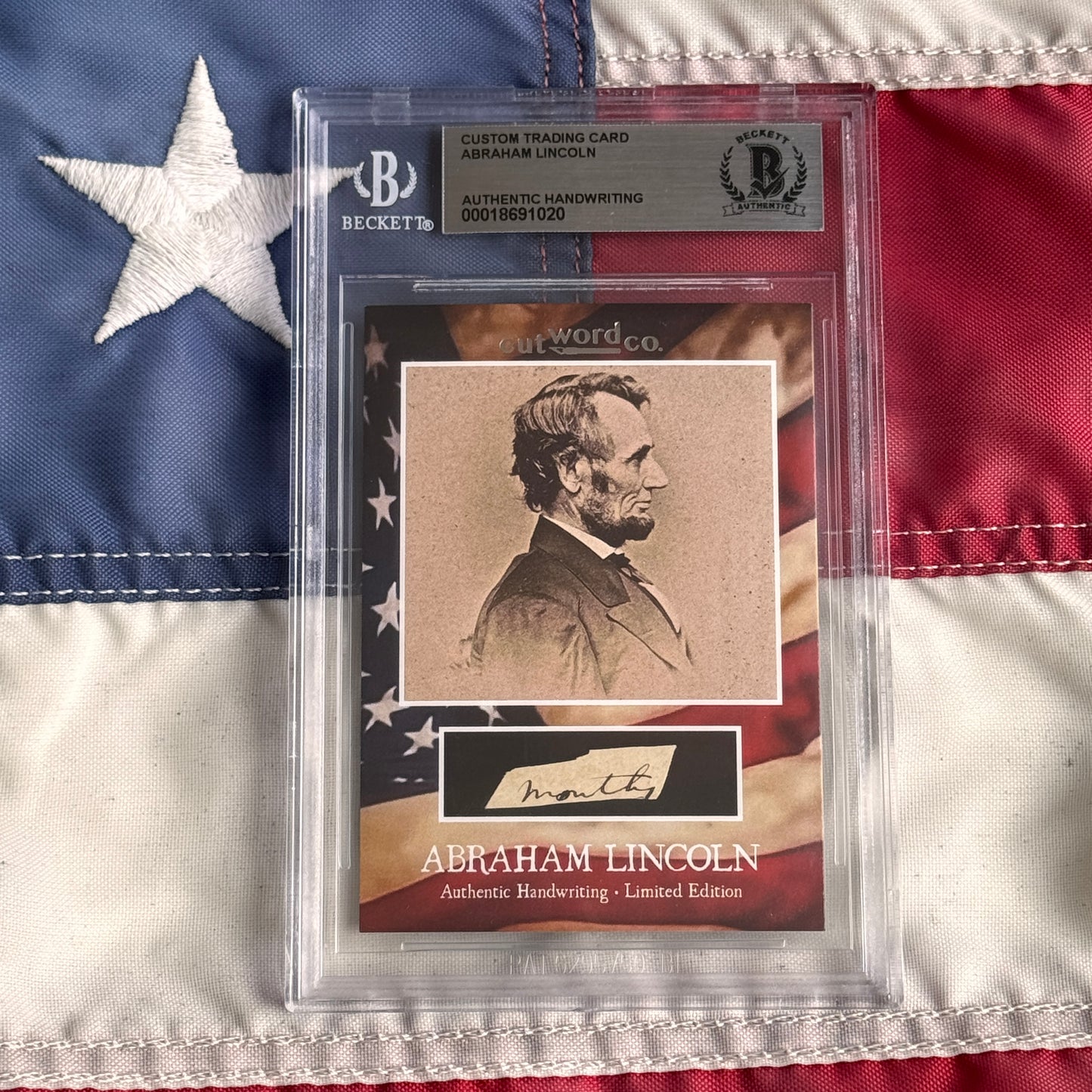 Abraham Lincoln Beckett Encapsulated Handwriting Removed from an Autograph Letter Signed