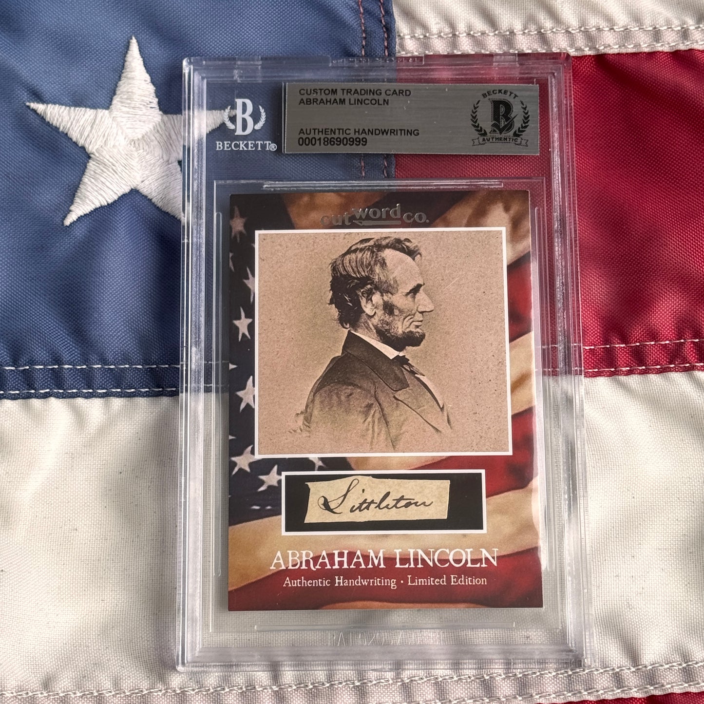 Abraham Lincoln Beckett Encapsulated Handwriting Removed from an Autograph Letter Signed