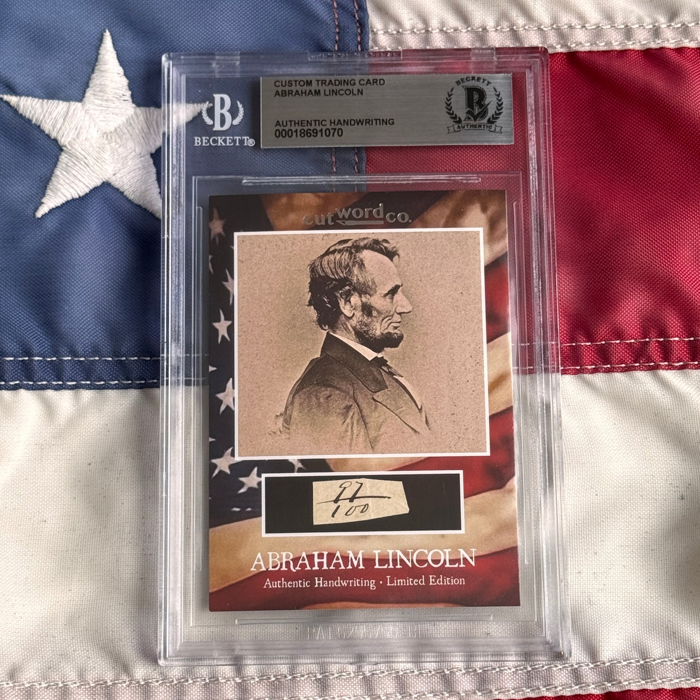 Abraham Lincoln Beckett Encapsulated Handwriting Removed from an Autograph Letter Signed