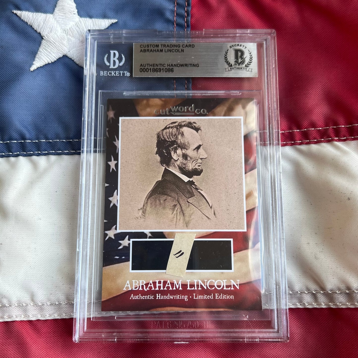 Abraham Lincoln Beckett Encapsulated Handwriting Removed from an Autograph Letter Signed