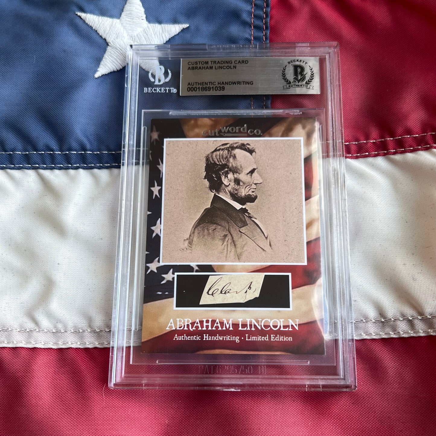 Abraham Lincoln Beckett Encapsulated Handwriting Removed from an Autograph Letter Signed