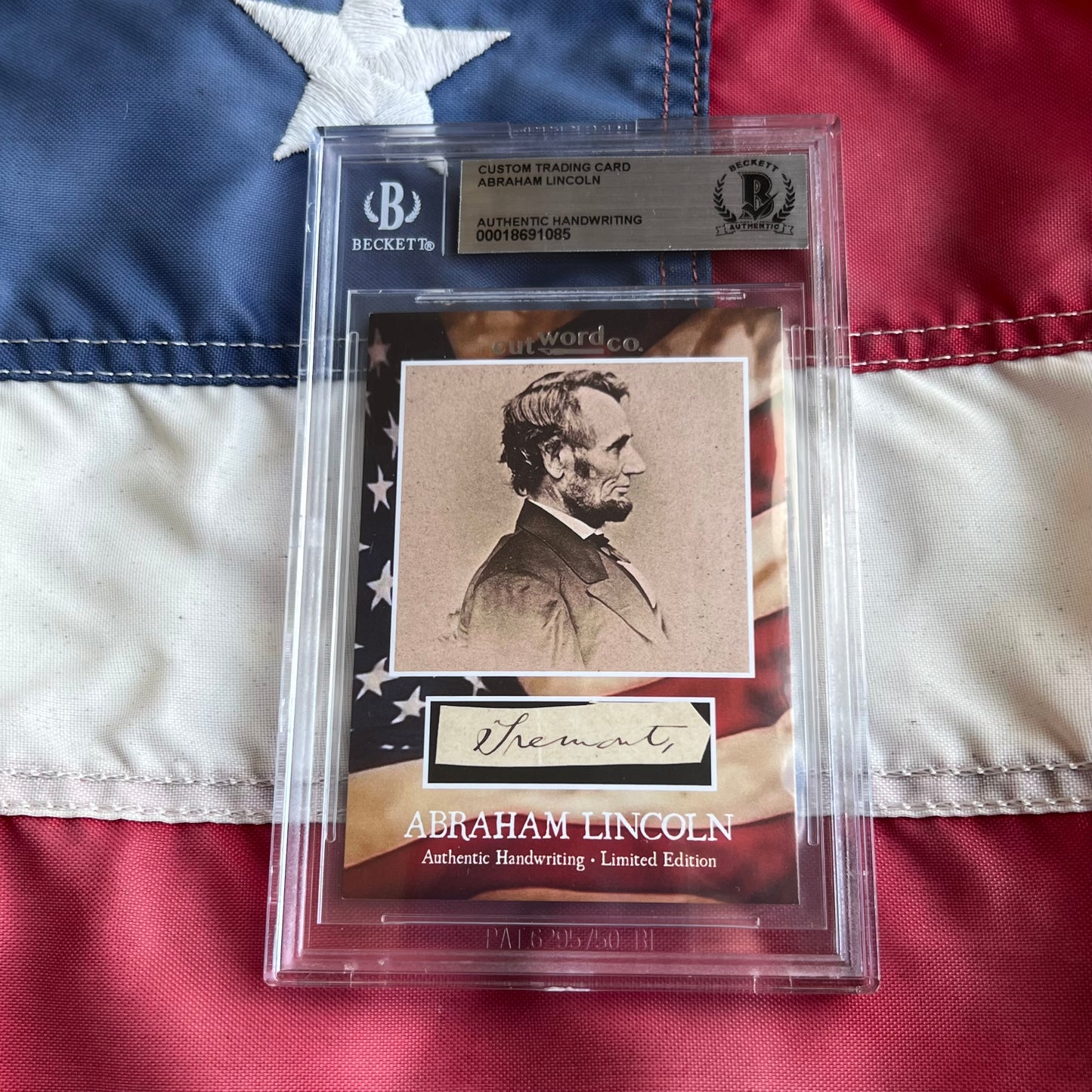 Abraham Lincoln Beckett Encapsulated Handwriting Removed from an Autograph Letter Signed