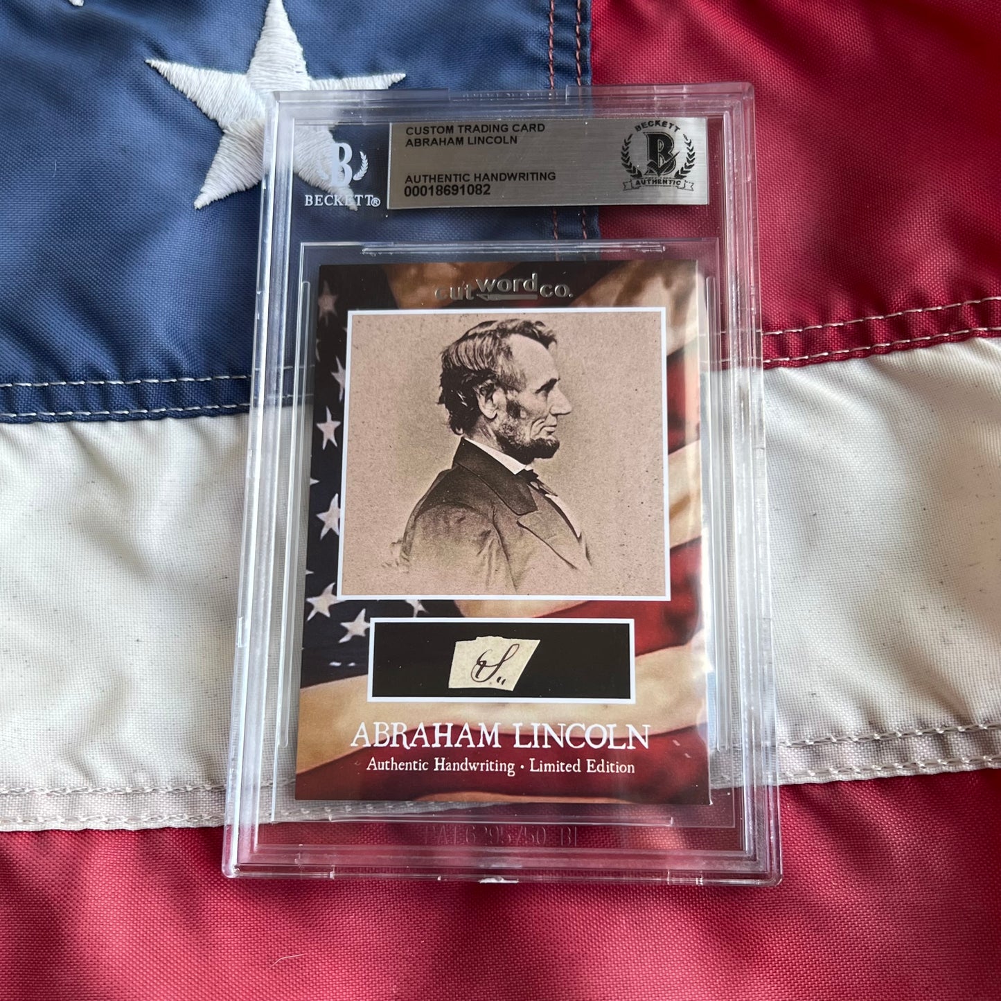 Abraham Lincoln Beckett Encapsulated Handwriting Removed from an Autograph Letter Signed