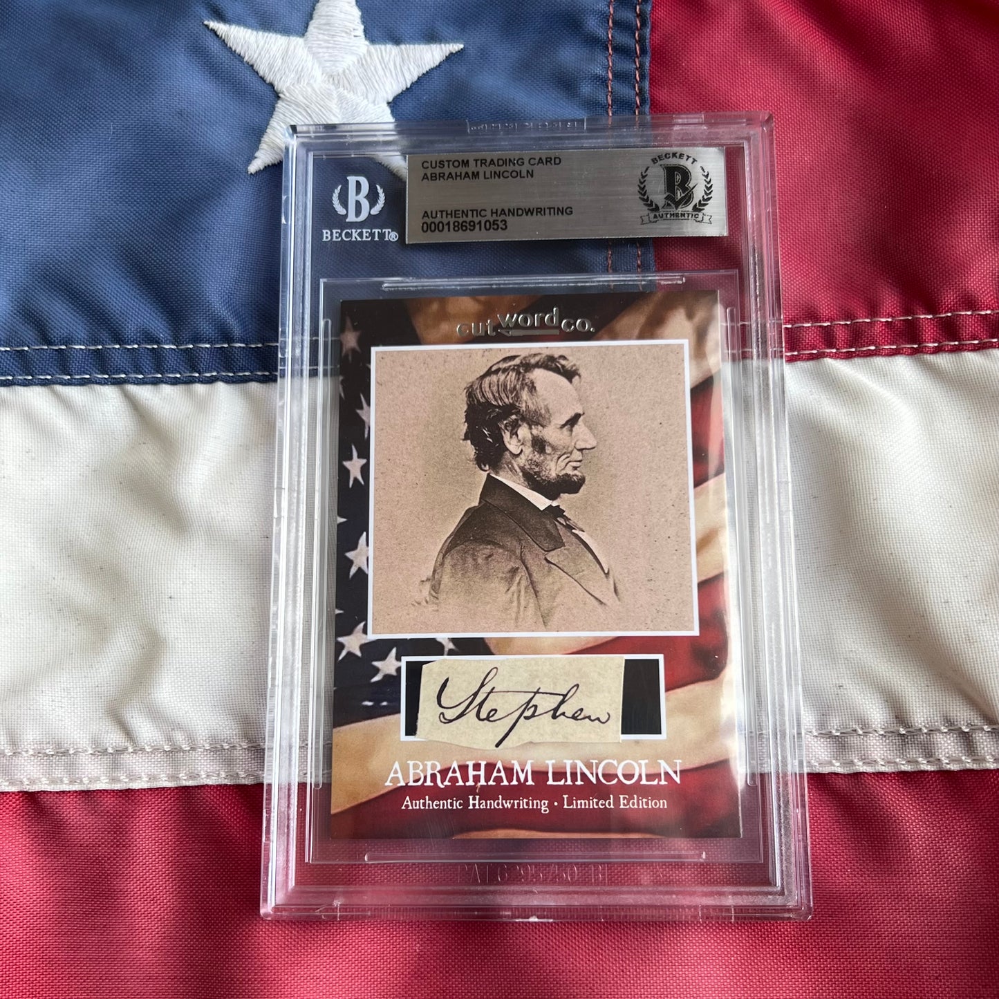 Abraham Lincoln Beckett Encapsulated Handwriting Removed from an Autograph Letter Signed