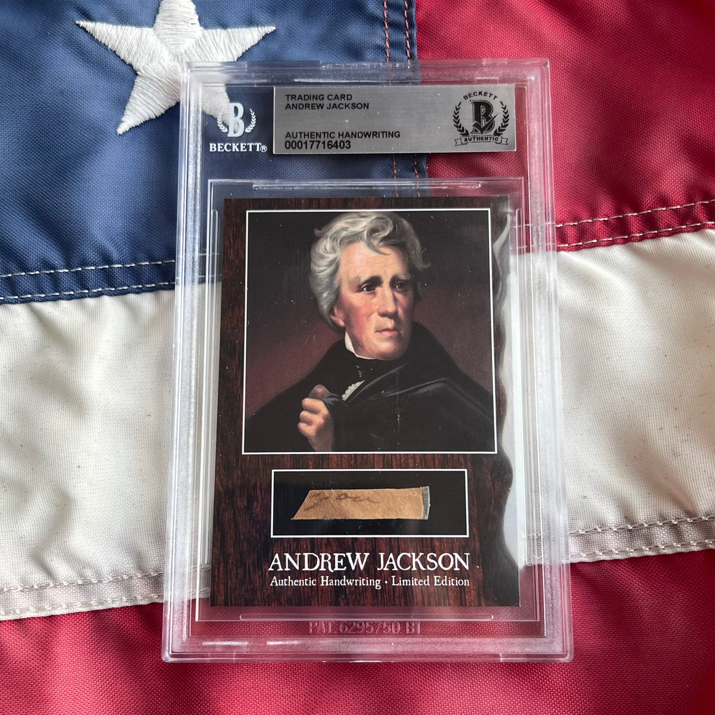 Andrew Jackson Beckett Encapsulated Handwriting Removed from an Autograph Letter Signed