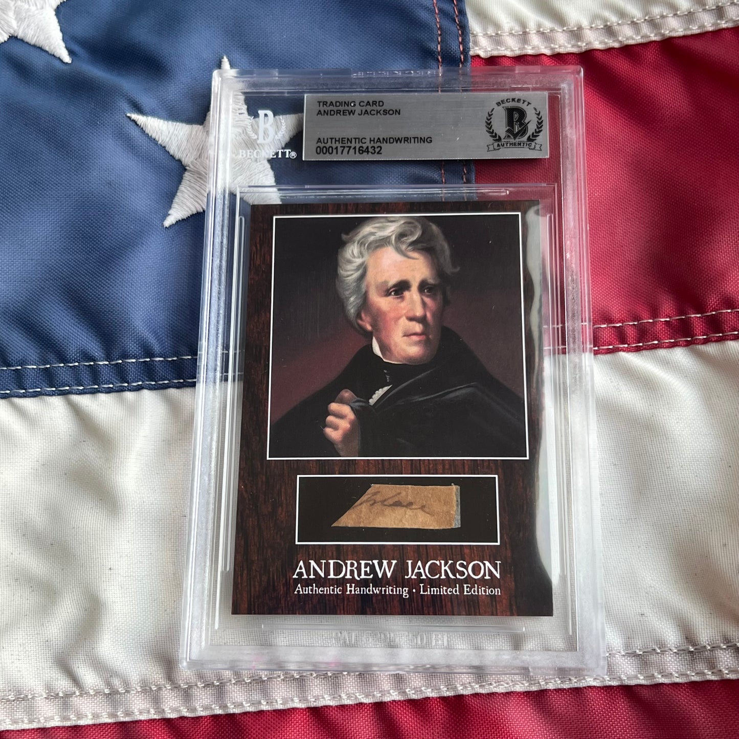 Andrew Jackson Beckett Encapsulated Handwriting Removed from an Autograph Letter Signed