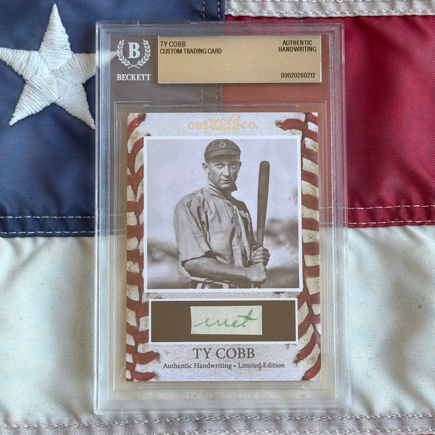 Ty Cobb Beckett Encapsulated Handwriting Removed from an Autograph Letter Signed