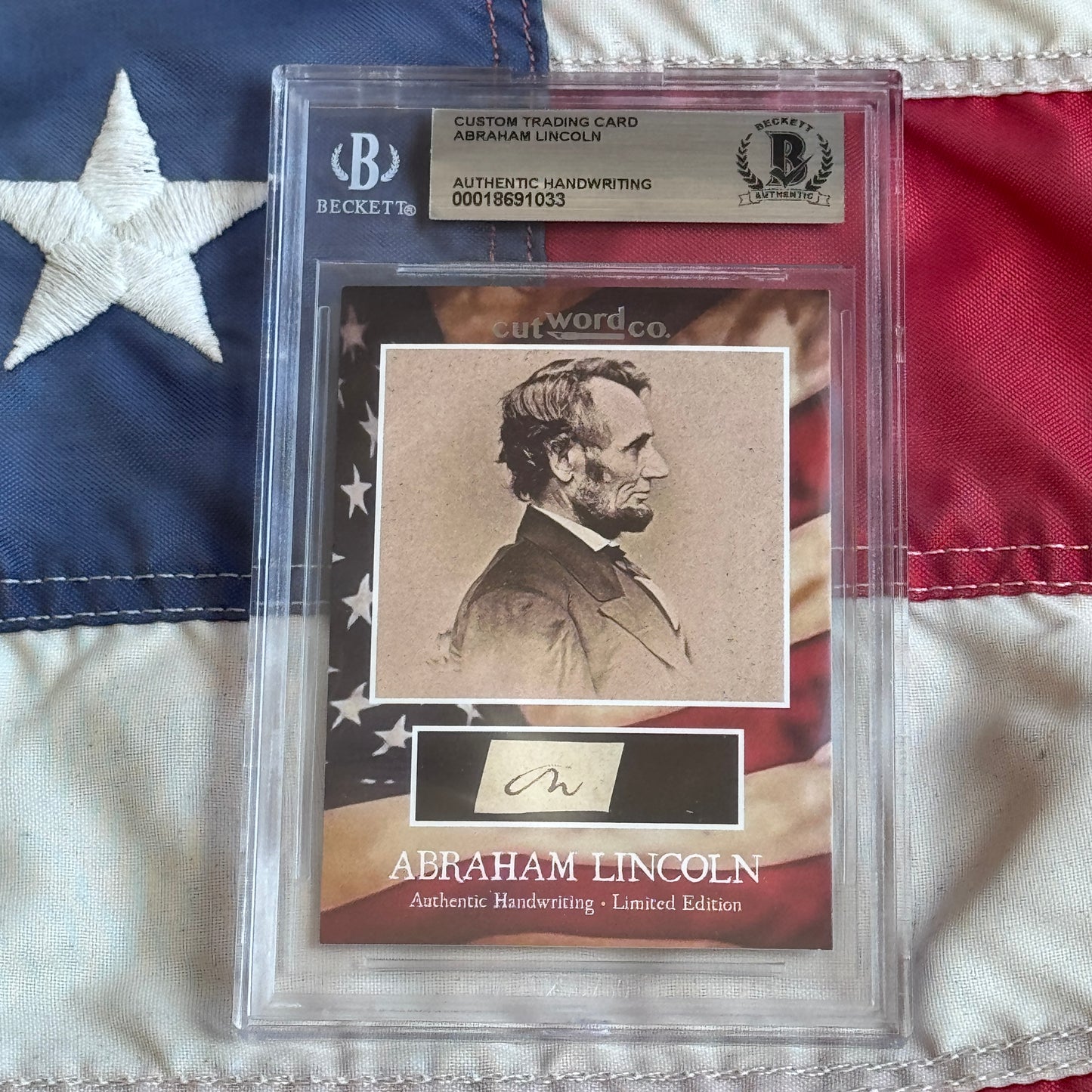 Abraham Lincoln Beckett Encapsulated Handwriting Removed from an Autograph Letter Signed