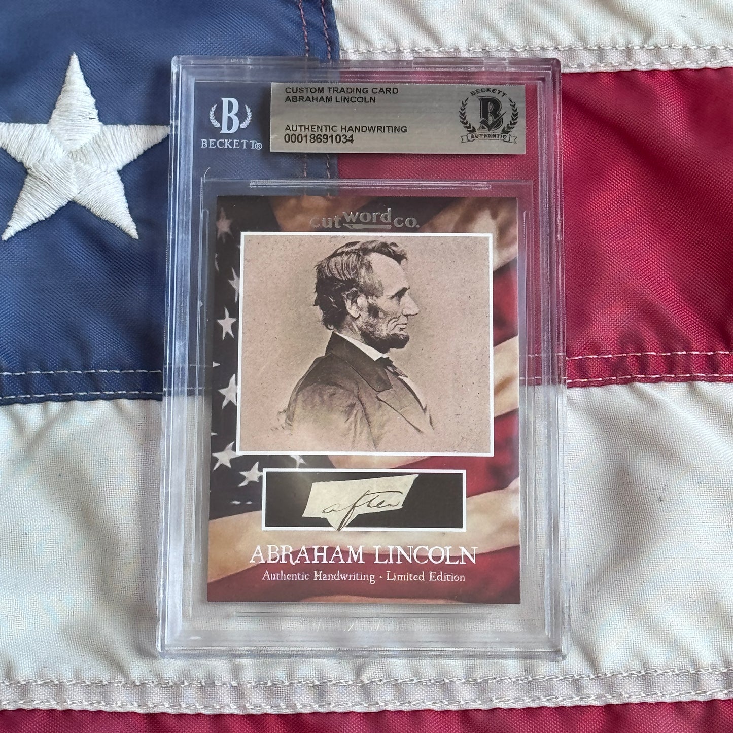 Abraham Lincoln Beckett Encapsulated Handwriting Removed from an Autograph Letter Signed
